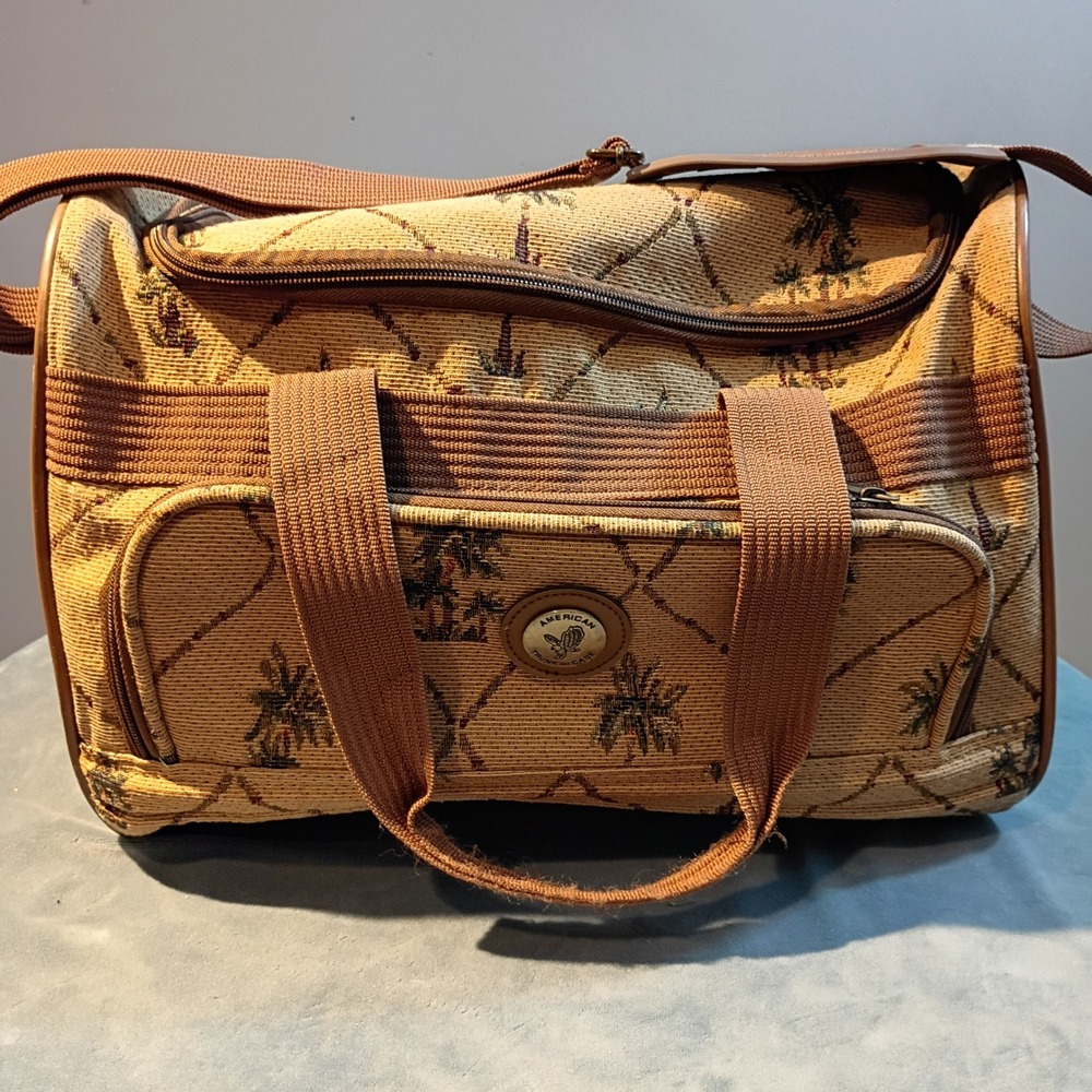 American Trunk & Case Tapestry Palm Tree Duffle Bag Tropical Weekend Carry On